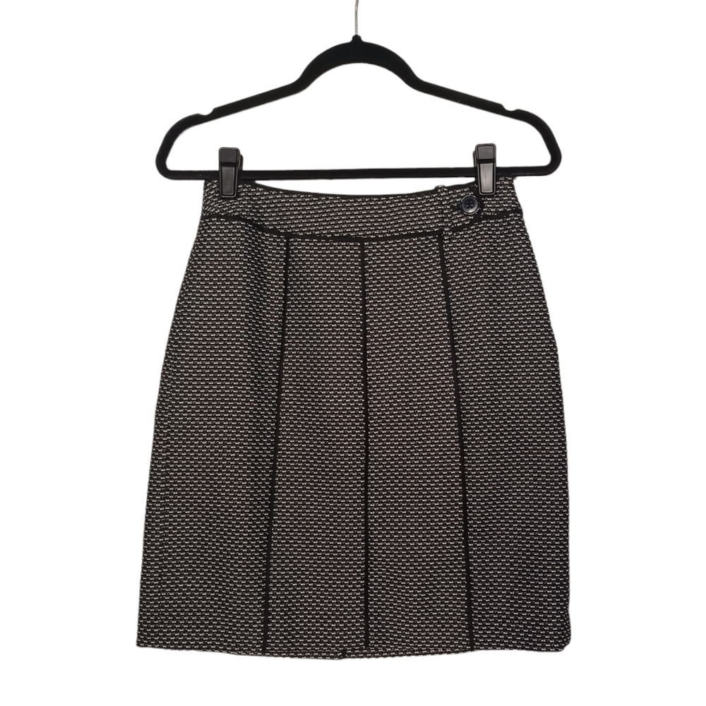 ANN TAYLOR PETITES Black White Tweed Print Pencil Skirt 0 Petite  X-Small